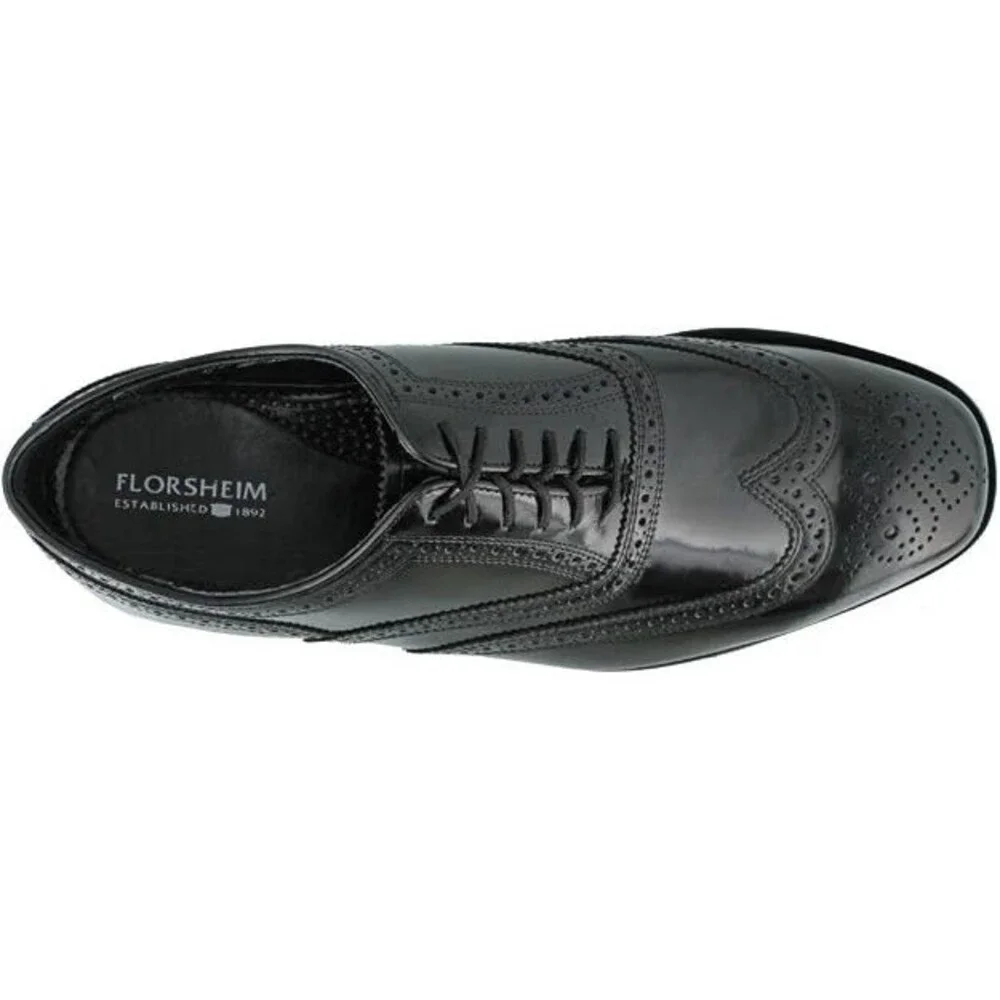 Florsheim Lexington Men's Black Wing-Tip Leather Oxford Shoes Size 9.5D